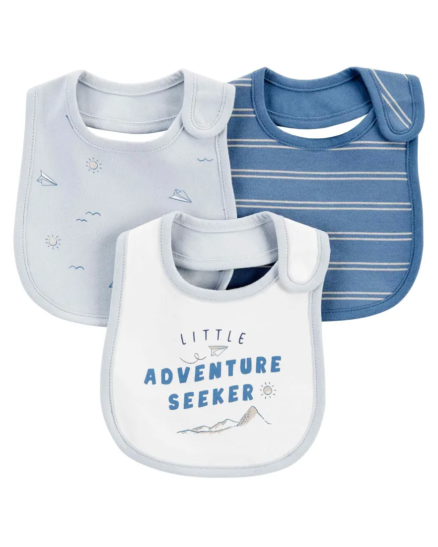 Kit babador bebê 3 peças avião de papel e sol multicor
