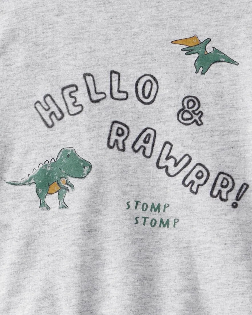 Outra vista de Conjunto longo bebê 2 peças dinossauro - cinza