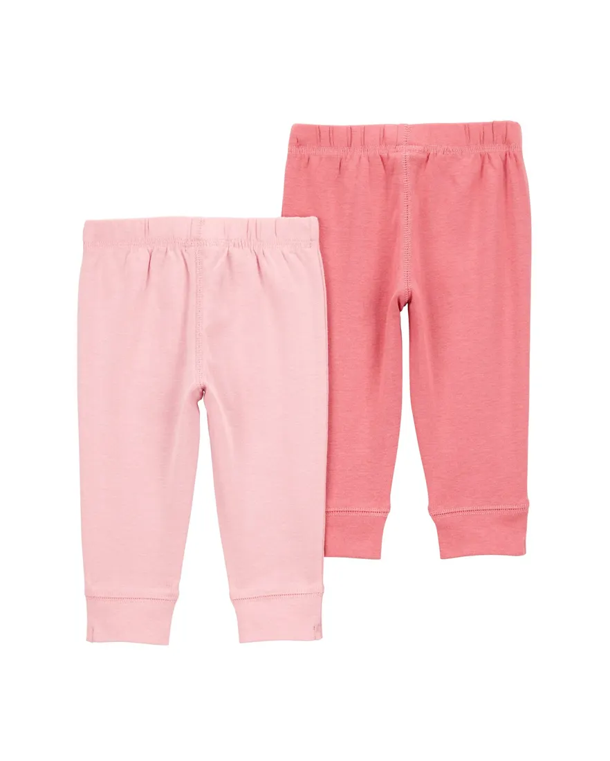 Outra vista de Kit calça bebê 2 peças cós elástico multicor