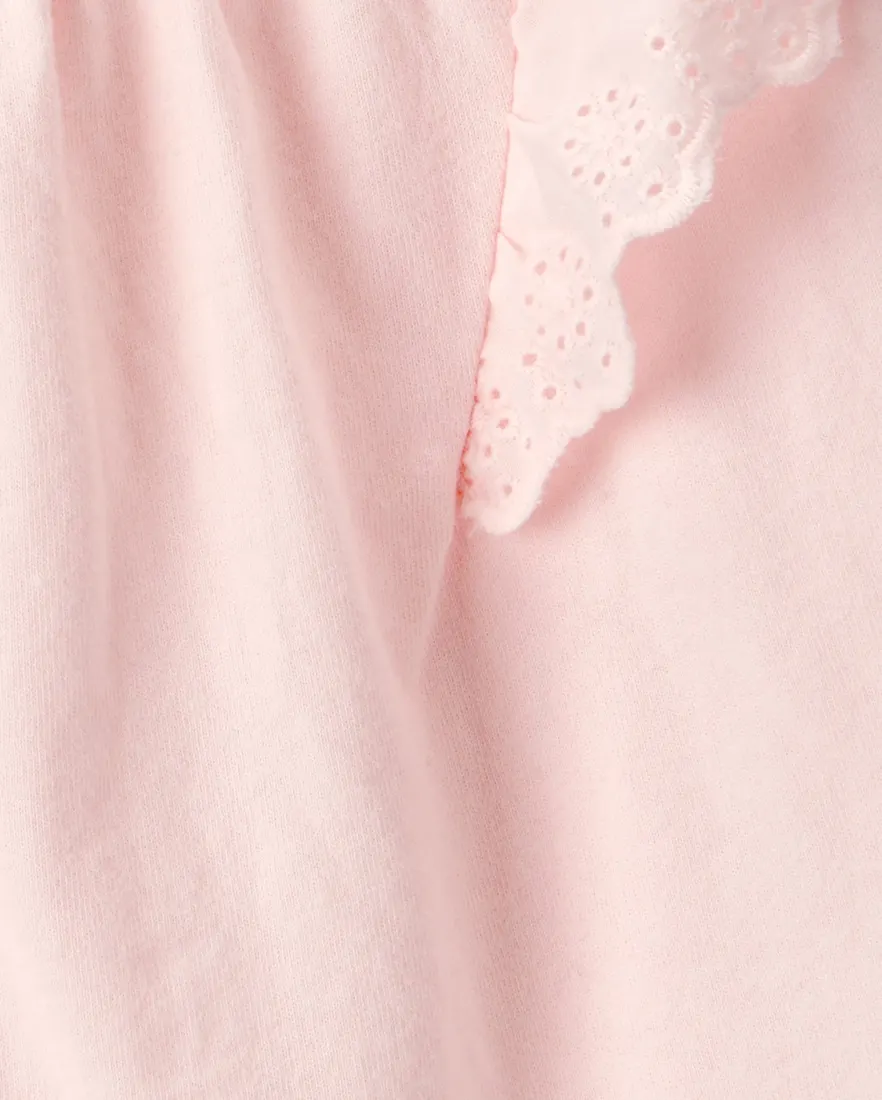 Outra vista de Bata infantil com babados em laise - rosa