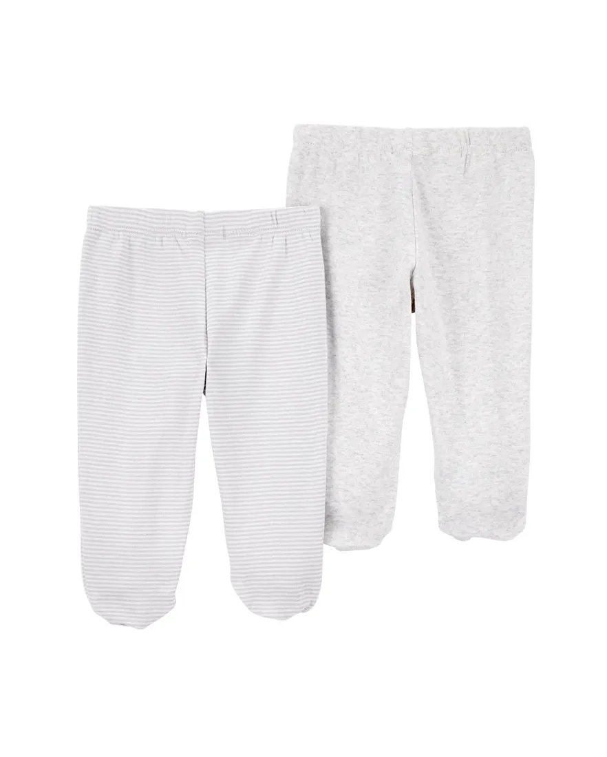 Outra vista de Kit calça bebê 2 peças cós elástico e pezinho multicor
