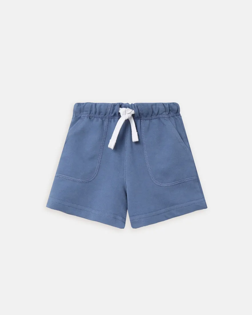 Bermuda com elástico infantil menino em moletom - Azul Escuro