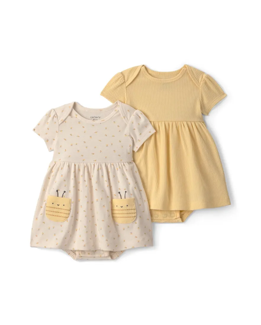 Kit vestido bebê 2 peças estampado - Multicor