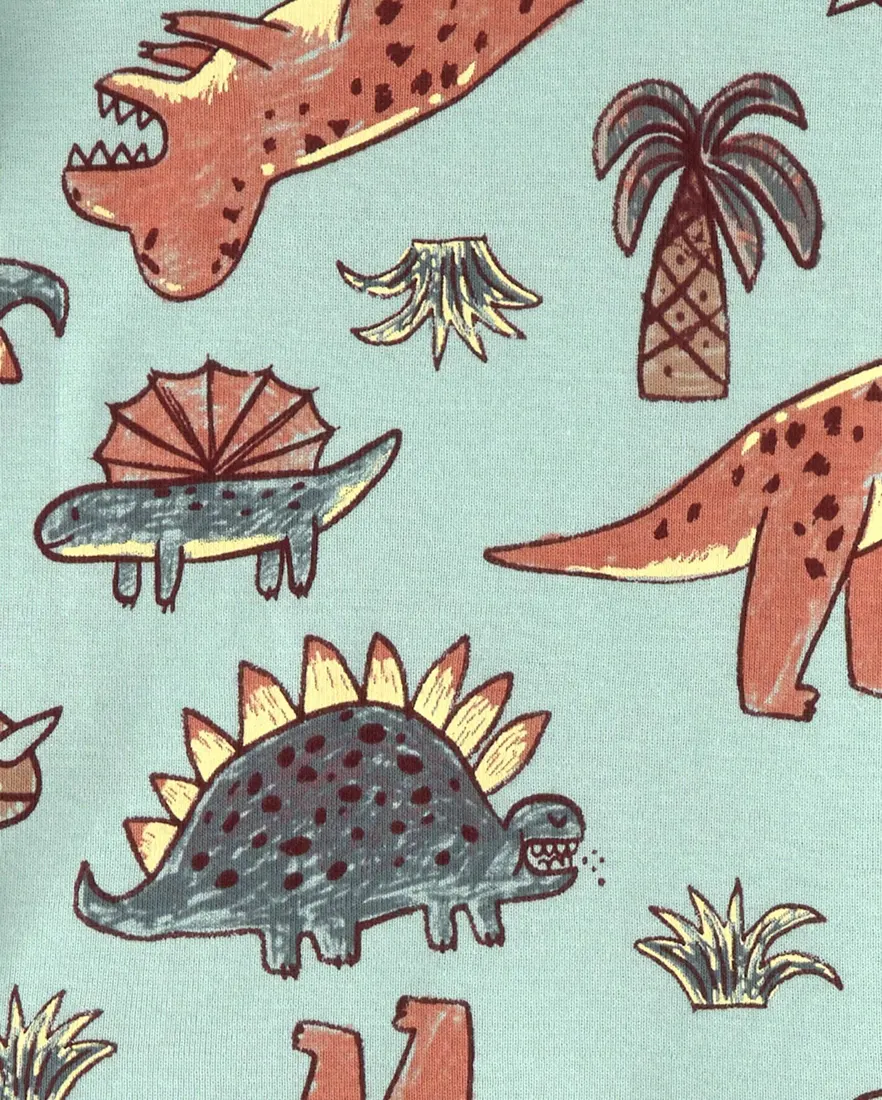 Outra vista de Pijama infantil menino em algodão dinossauro 4 peças - Multicor