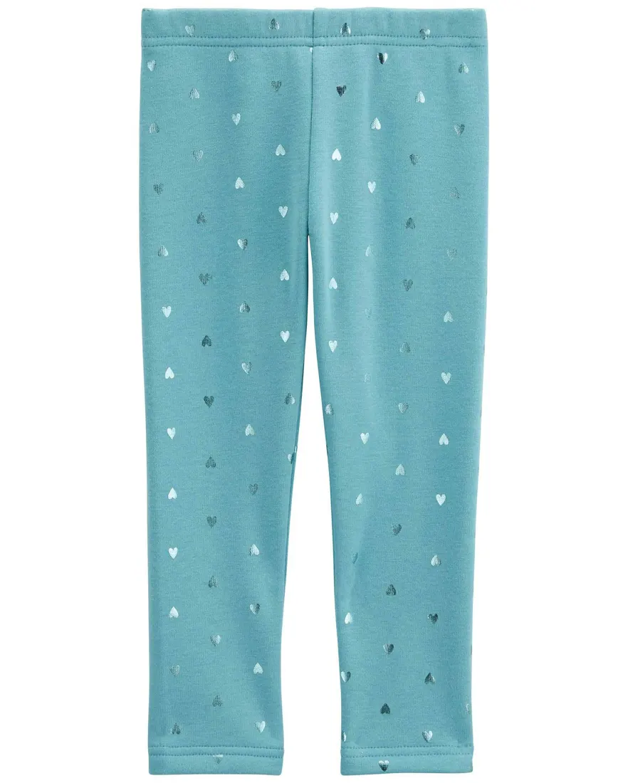 Outra vista de Calça legging bebê peluciada corações brilhosos azul