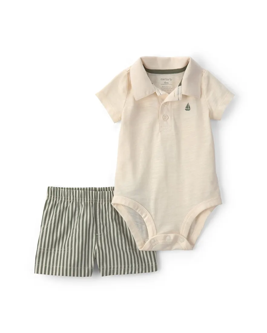 Conjunto curto bebê 2 peças estampado - Multicor