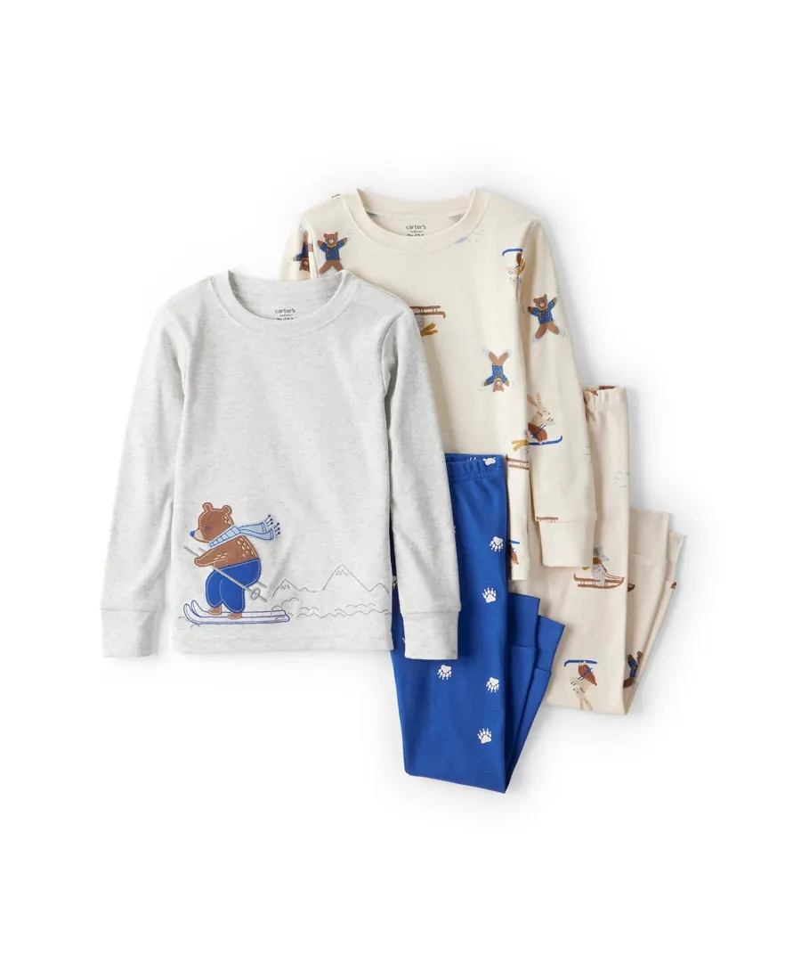 Pijama longo infantil 4 peças ursinho - multicor