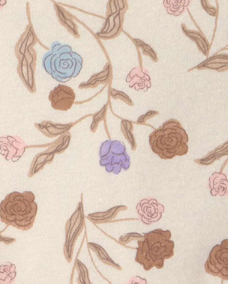 Outra vista de Conjunto curto bebê 3 peças texturizado e floral - Multicor