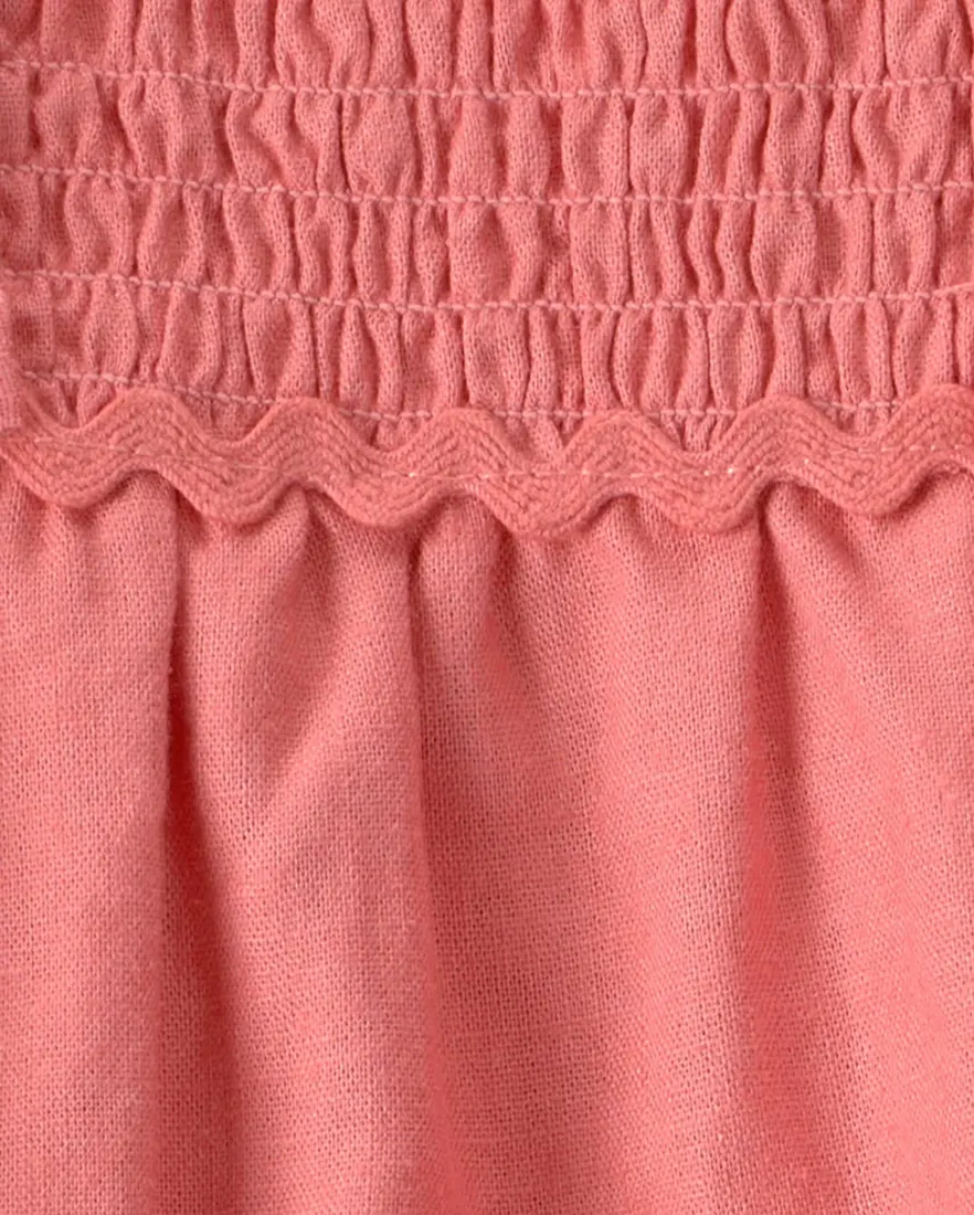 Outra vista de Vestido bebê com babados em viscolinho - Rosa