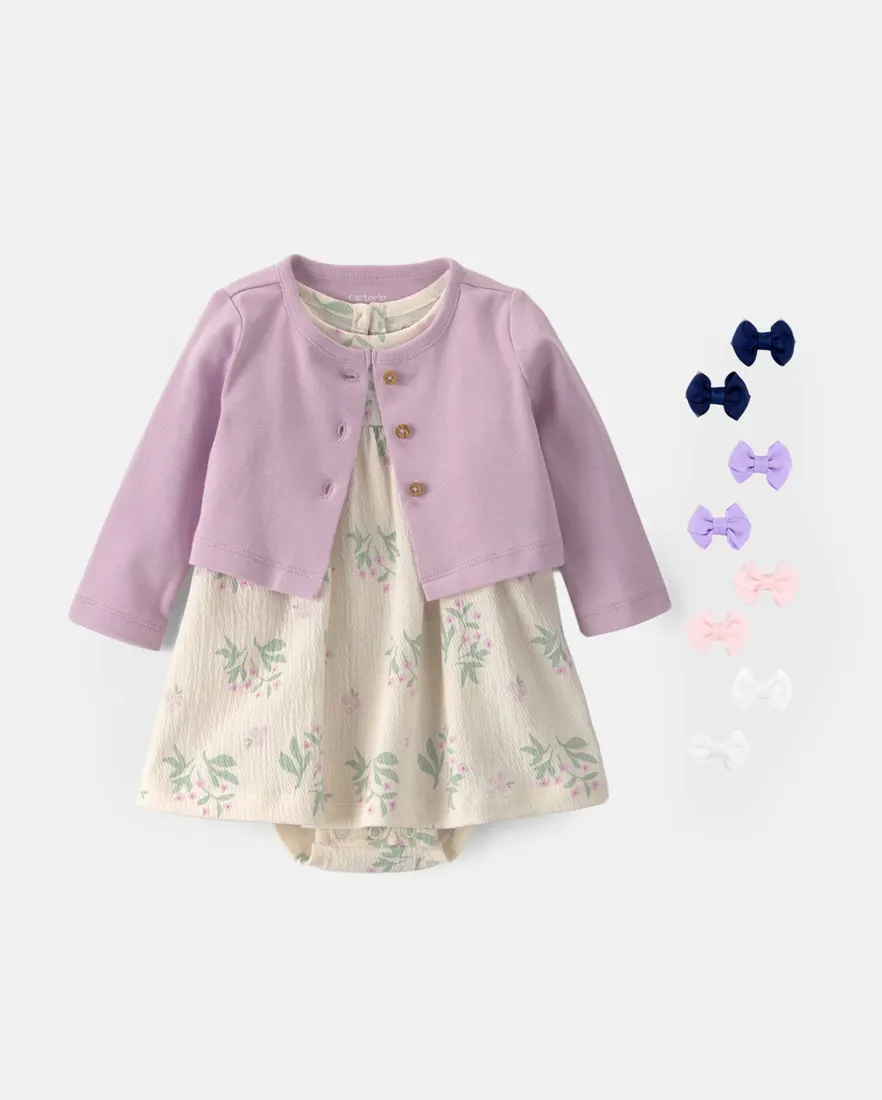 Outra vista de Enxoval bebê menina + caixa de presente P 10 peças - Multicor