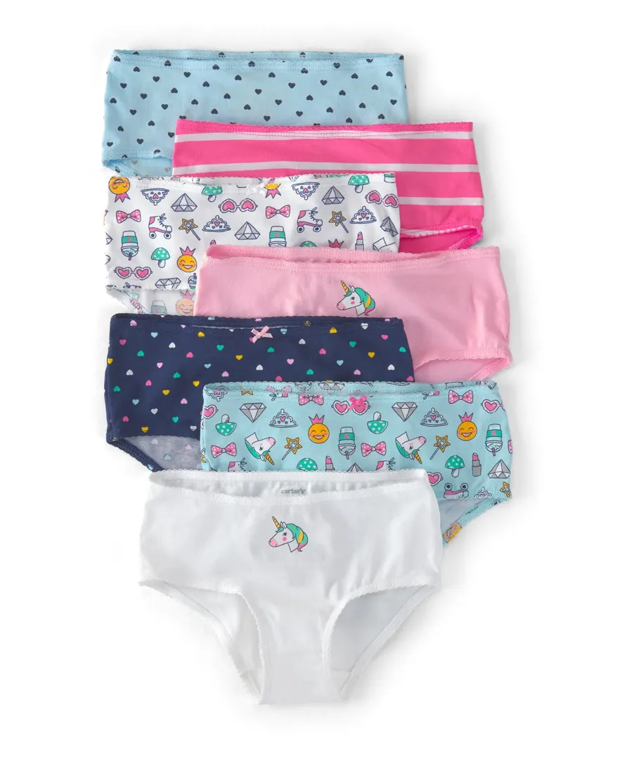 Kit calcinha infantil 7 peças unicórnios - multicor