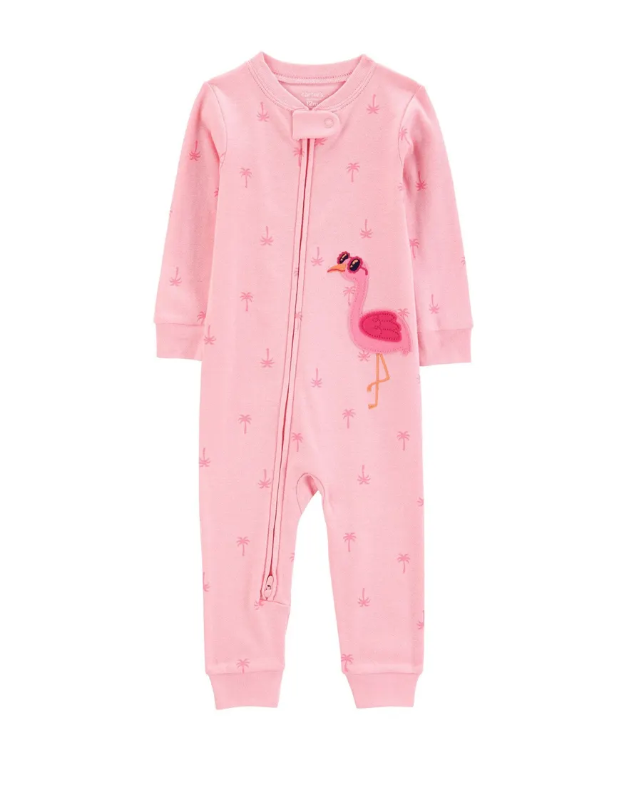 Macacão pijama infantil pezinhos flamingo rosa