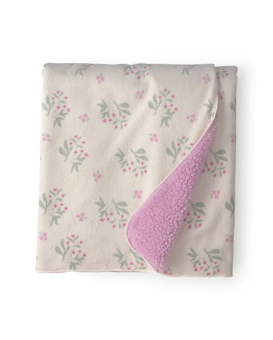 Cobertor bebê peluciado floral - bege