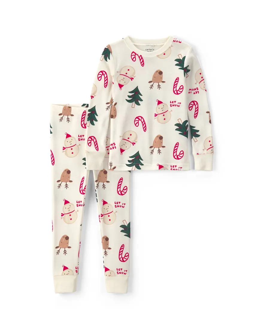 Pijama longo bebê 2 peças natalino - Bege