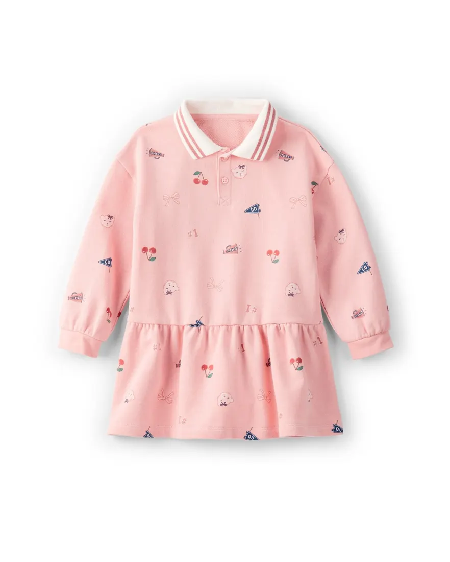 Vestido de moletom infantil college - rosa