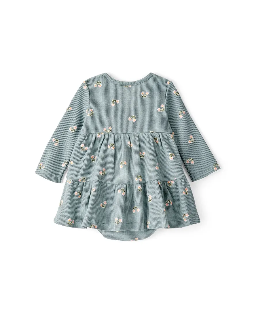 Outra vista de Vestido bebê evasê floral - verde