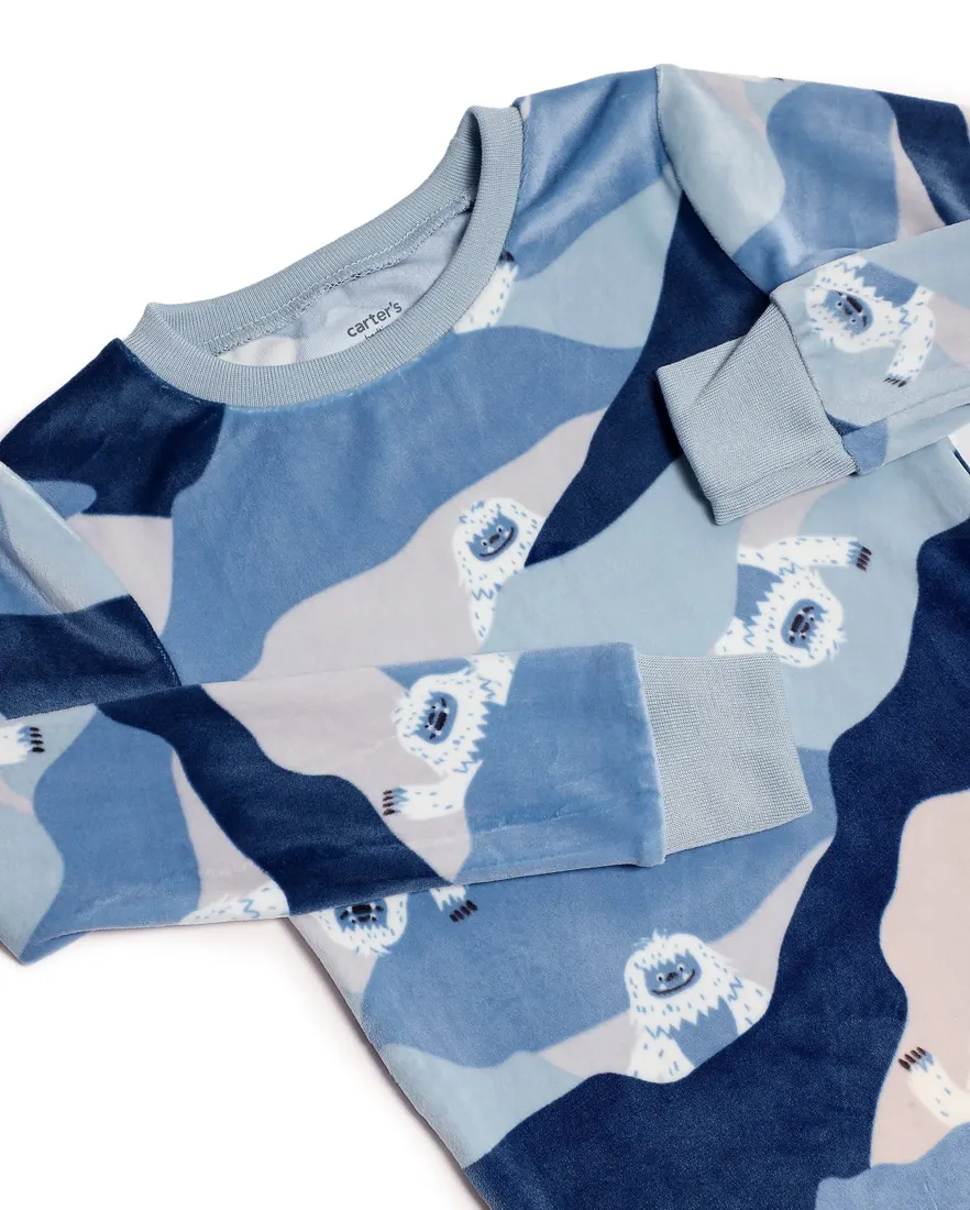 Outra vista de Pijama longo infantil 2 peças plush monstrinho da neve - multicor