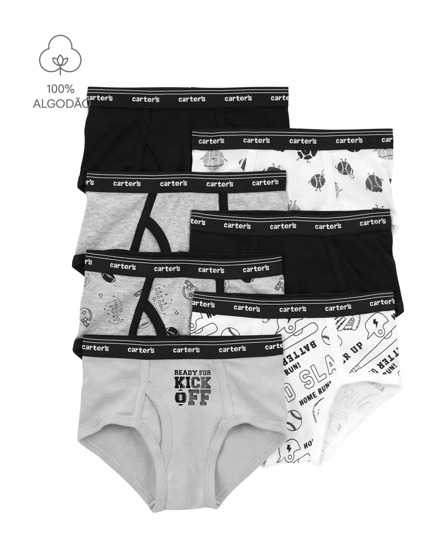 Kit cueca infantil 7 peças variadas mescla multicor