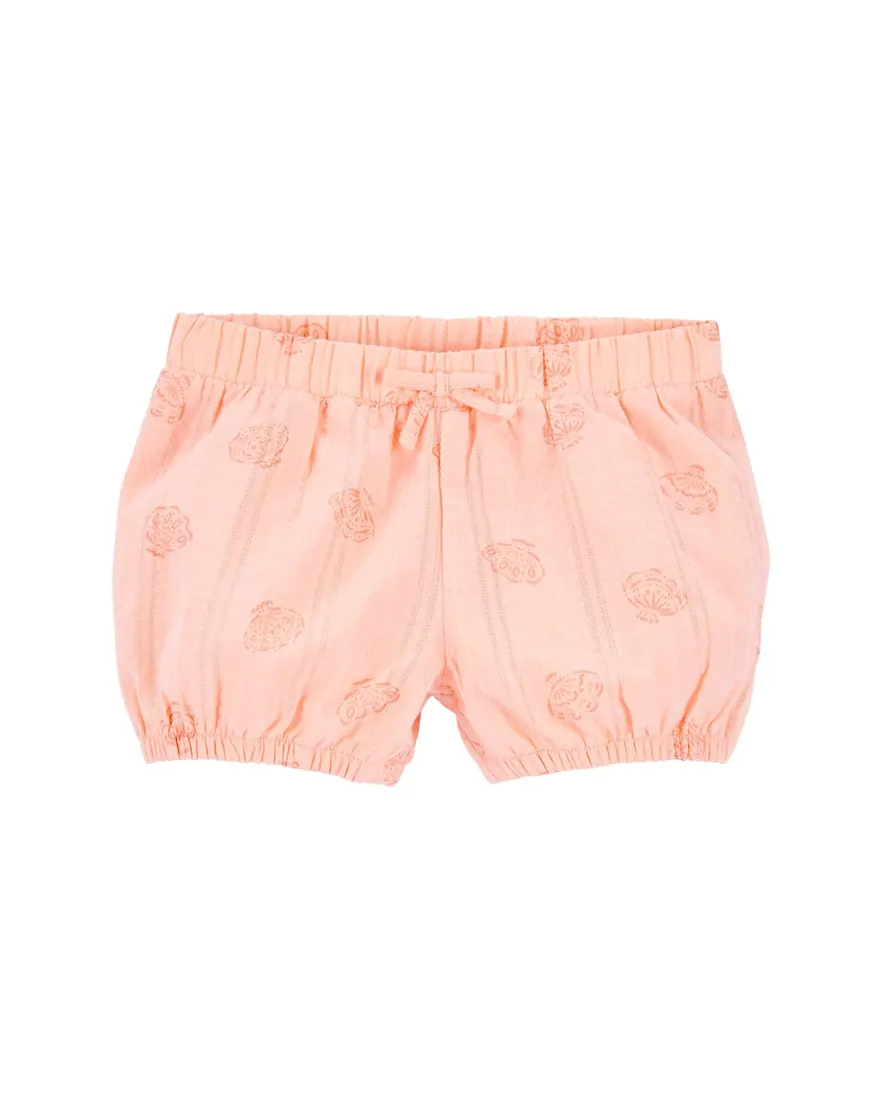 Short infantil borboletas com textura laranja