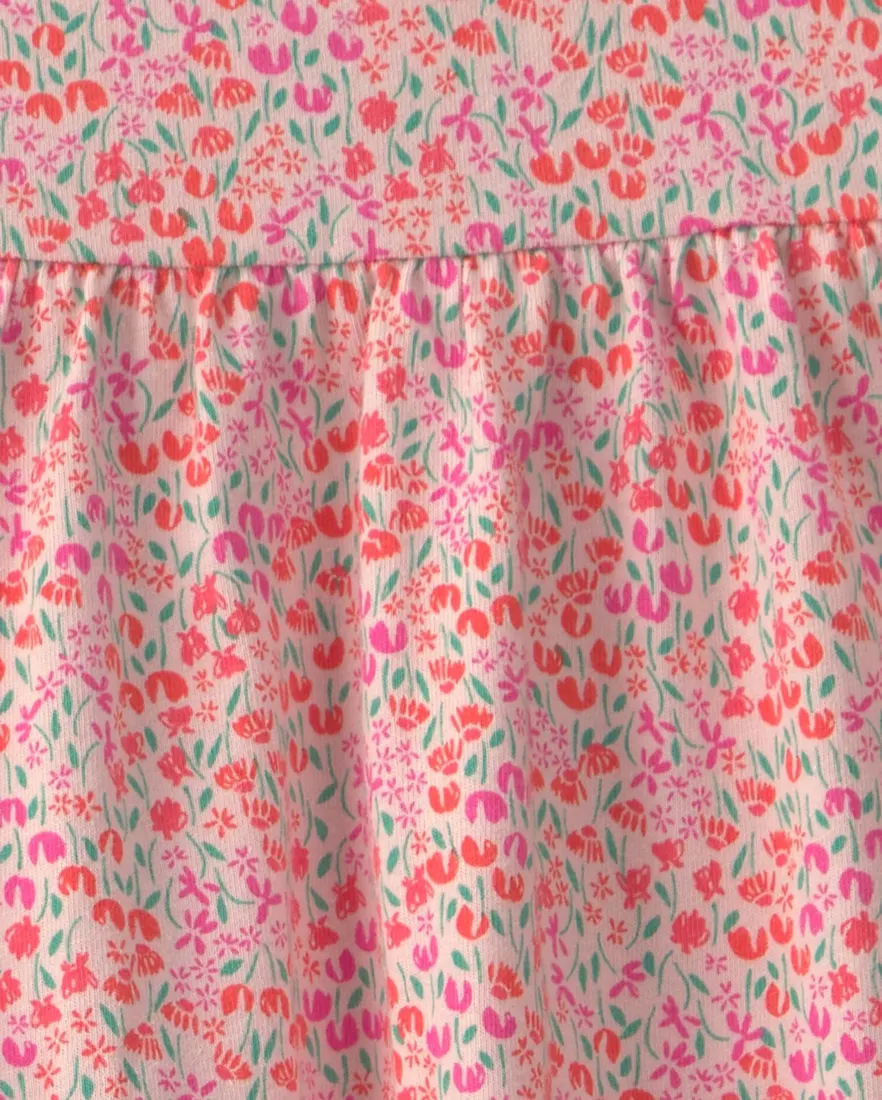 Outra vista de Conjunto curto infantil 2 peças floral - Multicor