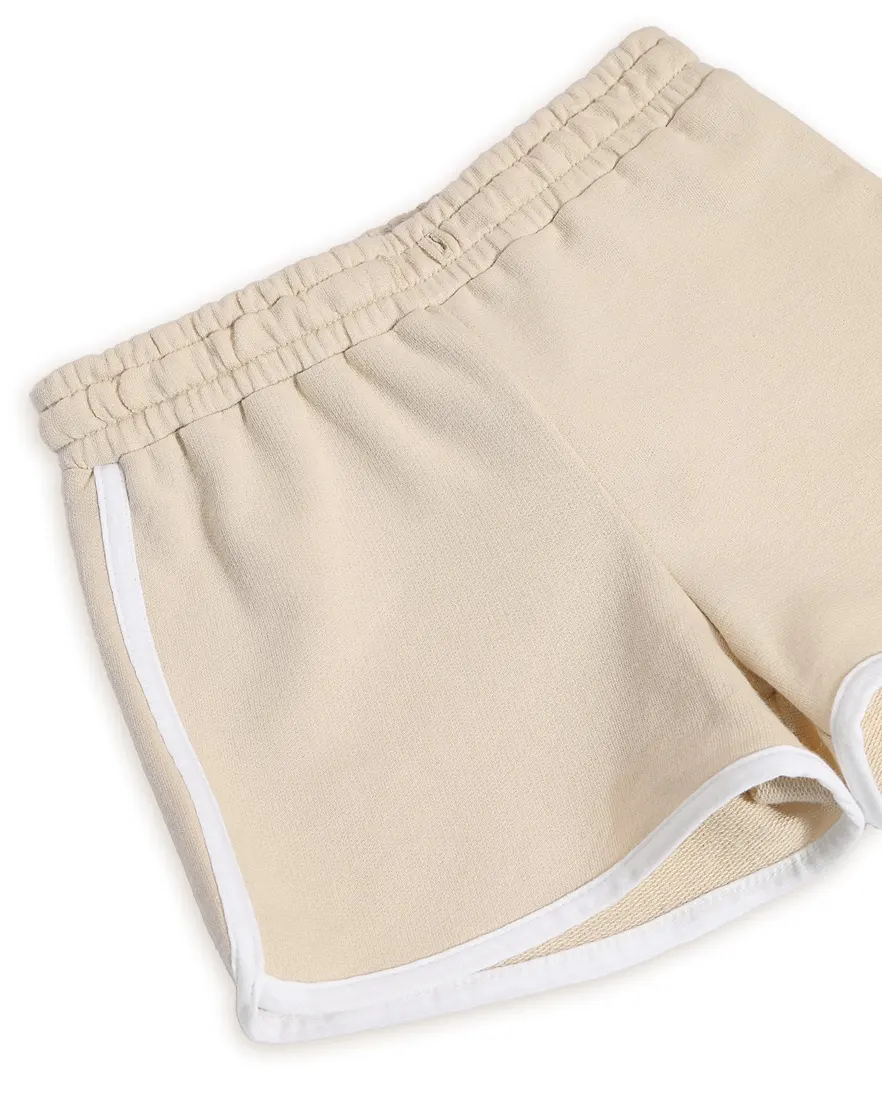 Outra vista de Short infantil relaxed com faixa lateral - bege