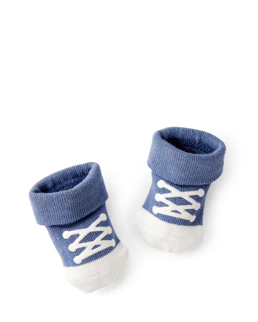 Outra vista de Kit meia bebê 2 pares chuteira azul