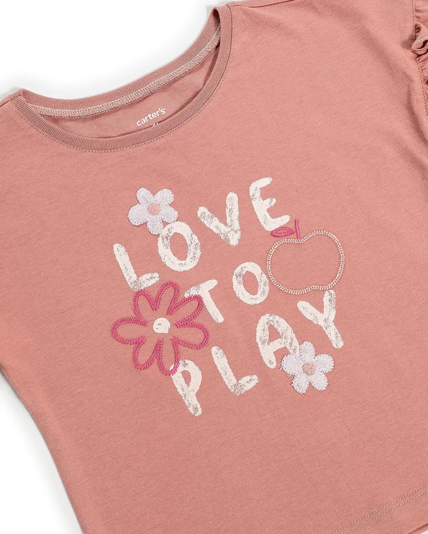 Outra vista de Camiseta infantil florzinhas - rosa