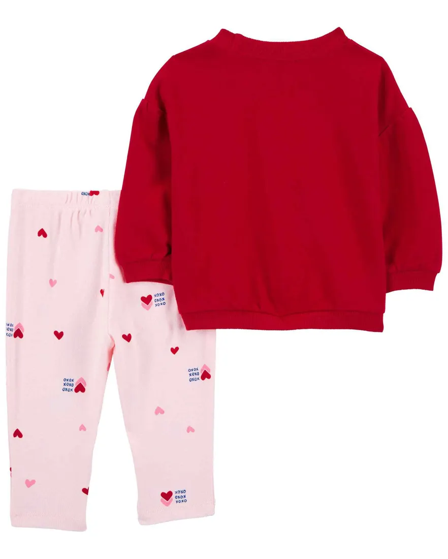 Outra vista de Conjunto longo bebê 2 peças Valentine's Day multicor