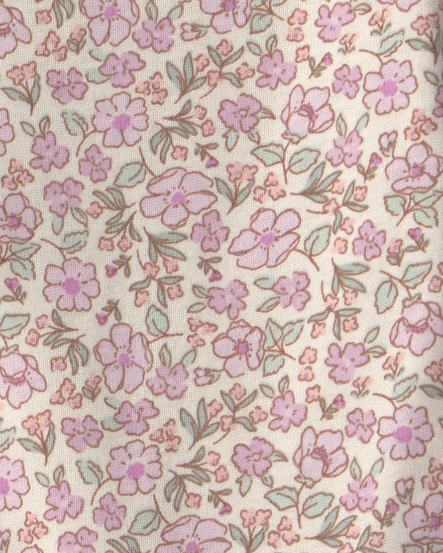 Outra vista de Conjunto longo bebê 3 peças canelado e floral - multicor