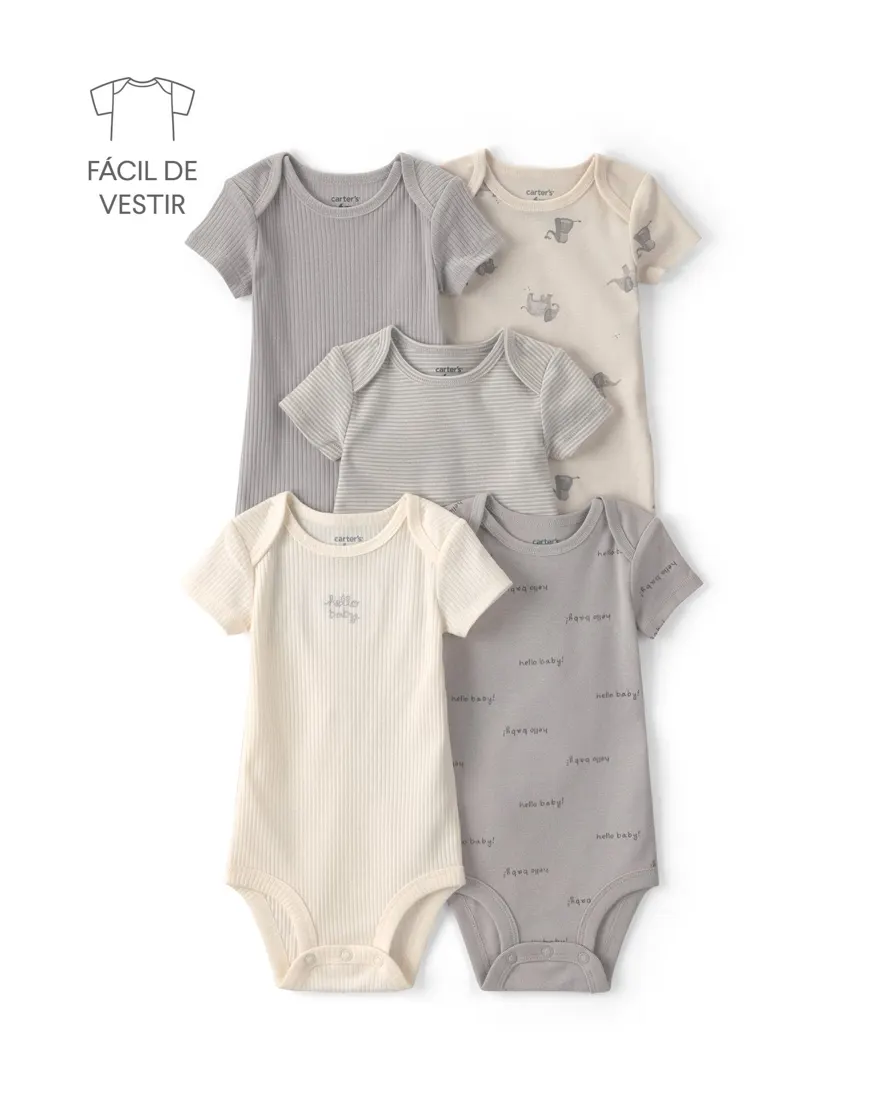 Kit body bebê 5 peças estampado - Multicor