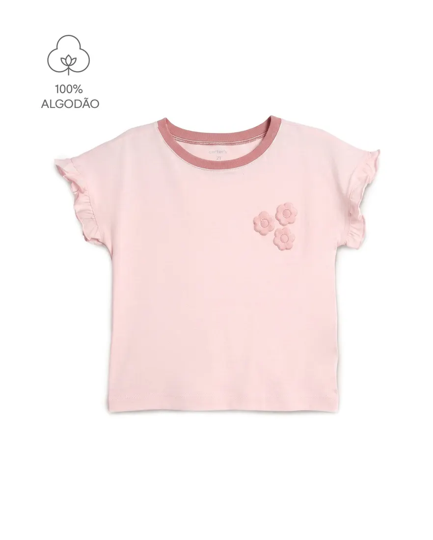 Outra vista de Conjunto curto infantil 2 peças floral - Multicor
