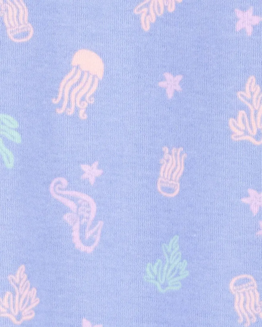 Outra vista de Macacão pijama infantil pezinhos algas marinhas lilás