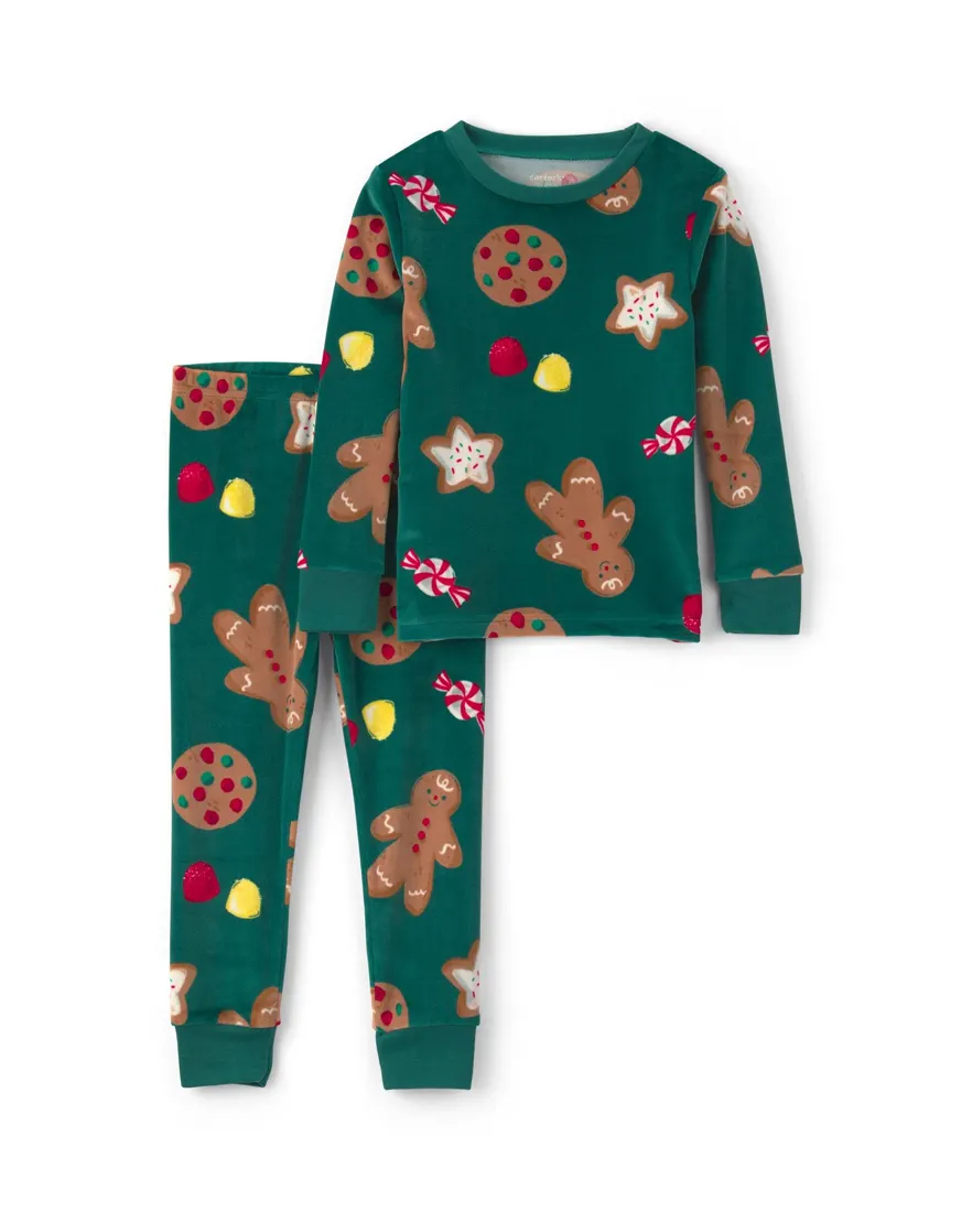 Pijama bebê menino em plush Natal 2 peças - Verde Escuro