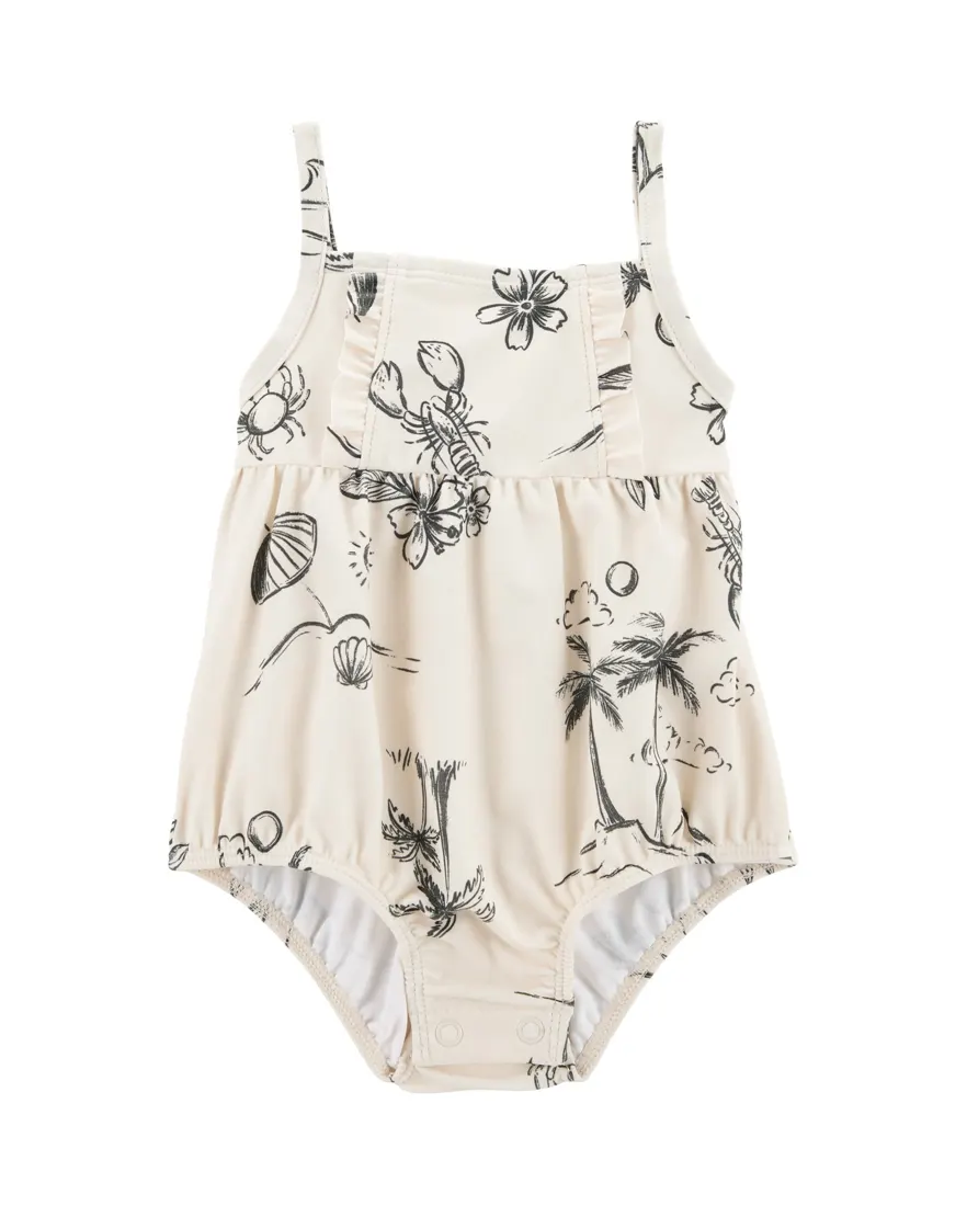 Maiô bebê verão na praia off-white