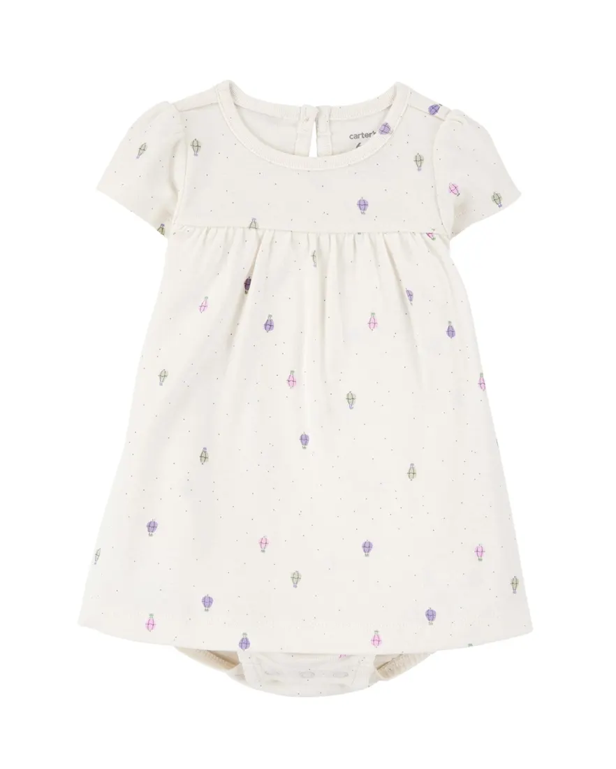Outra vista de Vestido bebê evasê balões com casaco multicor