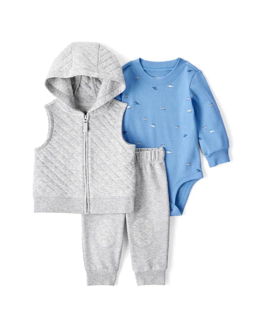 Conjunto longo bebê 3 peças matelassê - multicor