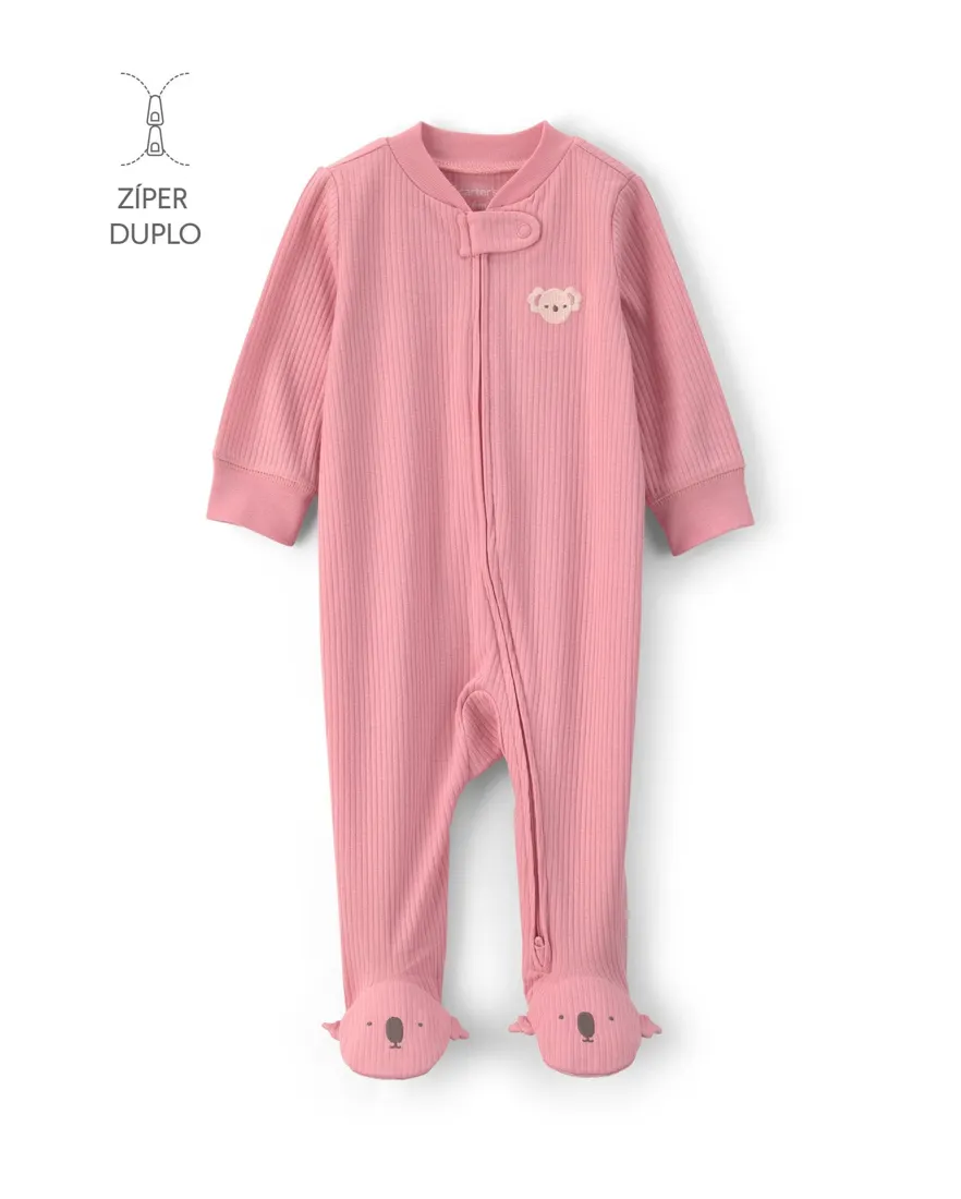 Outra vista de Kit macacão bebê com pezinho coala e sapatilha ballet - Multicor