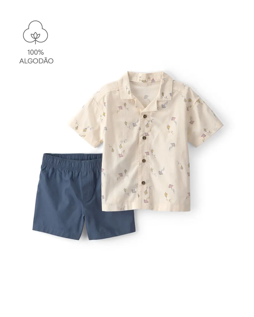Conjunto infantil 2 peças estampado - Multicor