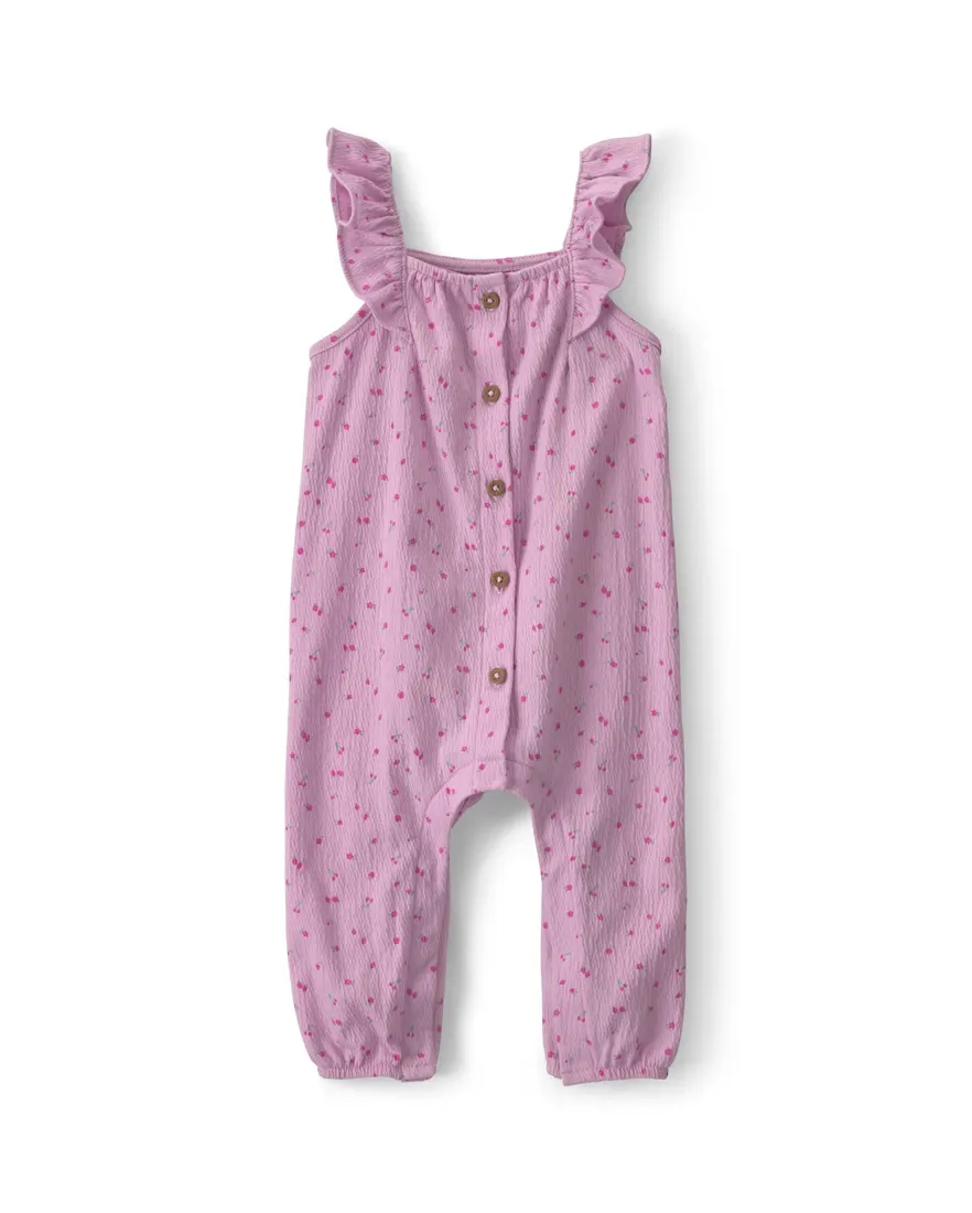 Macacão bebê estampado cerejinhas – lilás