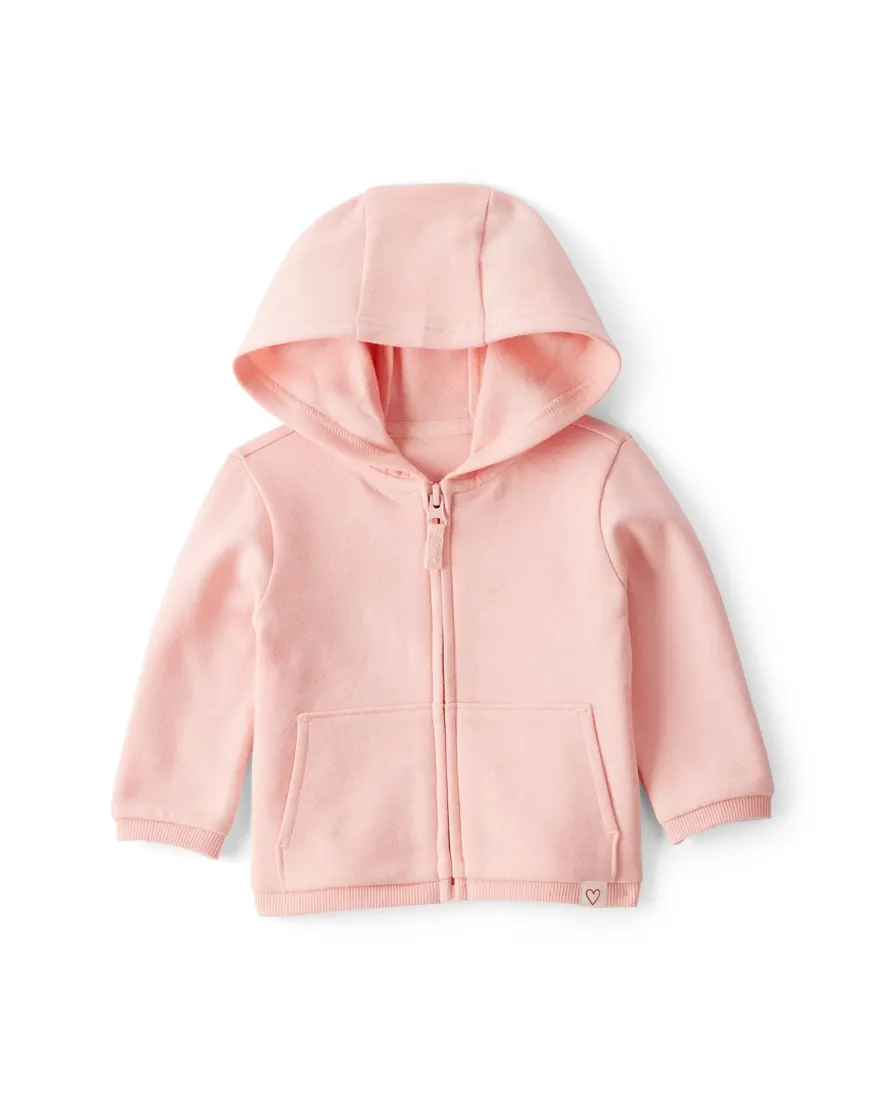 Blusa de moletom bebê com capuz e felpa - rosa