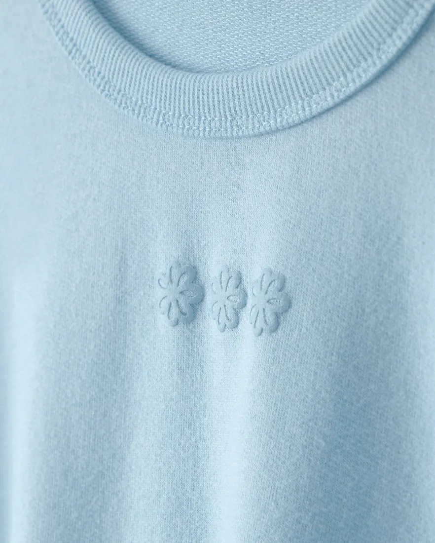 Outra vista de Blusa de moletom infantil com bordado floral - Azul
