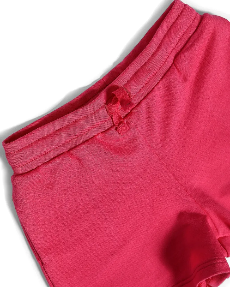 Outra vista de Short de moletom infantil com amarração rosa