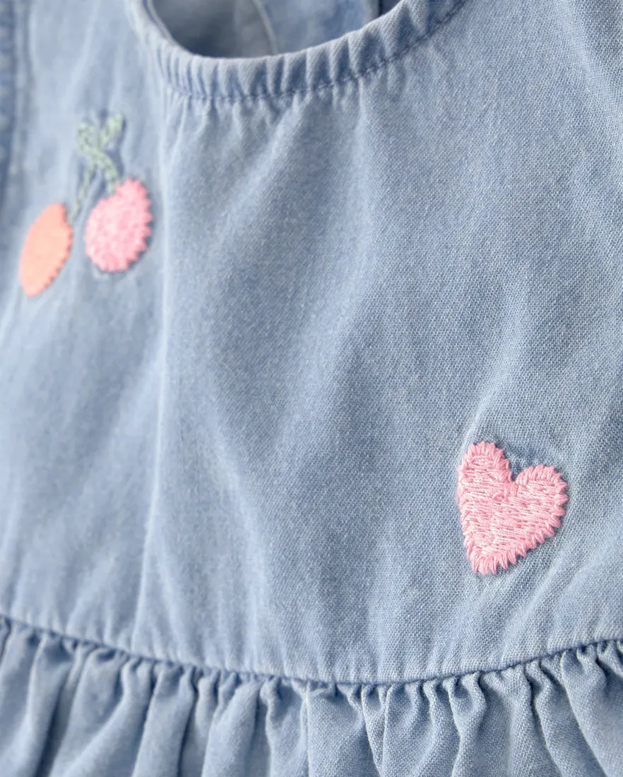 Outra vista de Conjunto curto bebê 3 peças com babados - Multicor