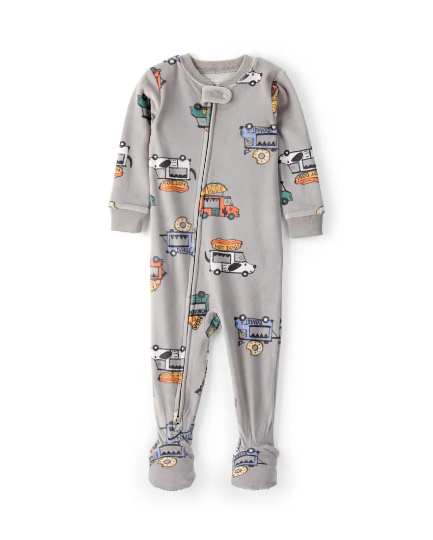Macacão pijama infantil em plush food truck - cinza