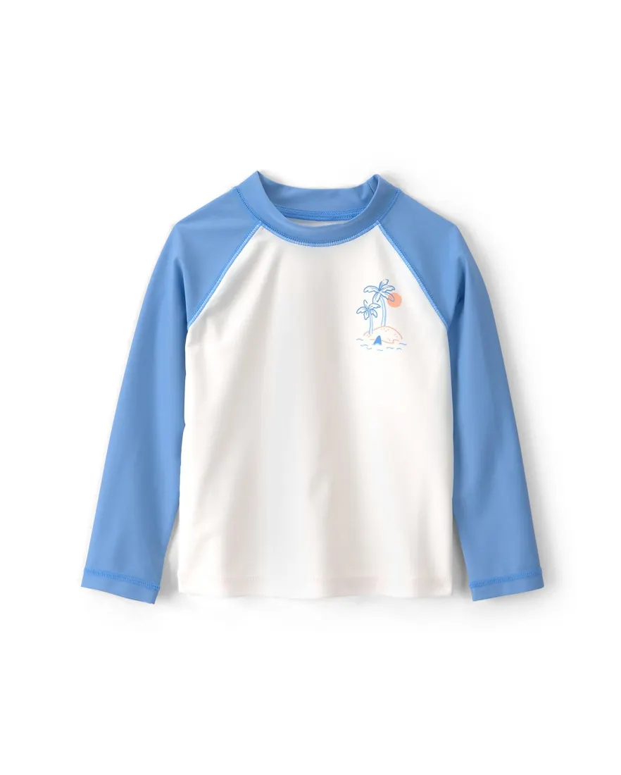 Camiseta de praia raglan infantil menino coqueiro UV 50+ - Multicor