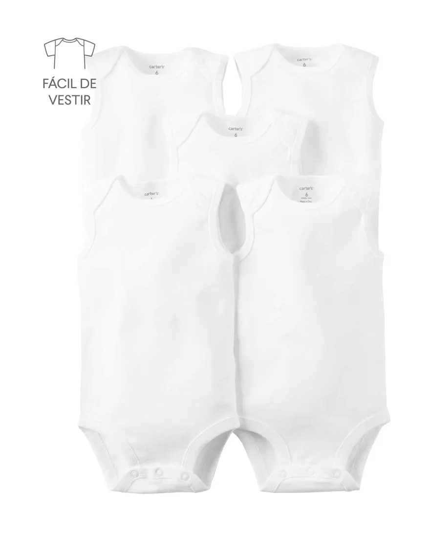 Kit body bebê 5 peças regata branco