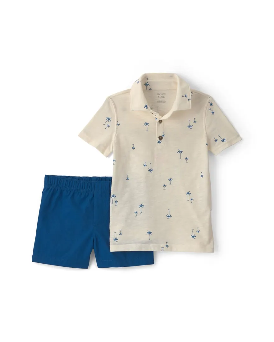 Conjunto curto infantil 2 peças estampado - Multicor
