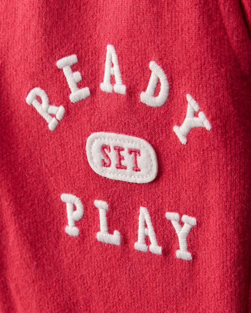 Outra vista de Calça de moletom infantil ready set play - vermelha