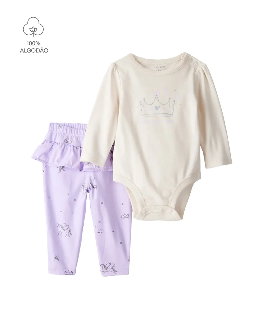 Conjunto longo bebê 2 peças unicórnio - multicor