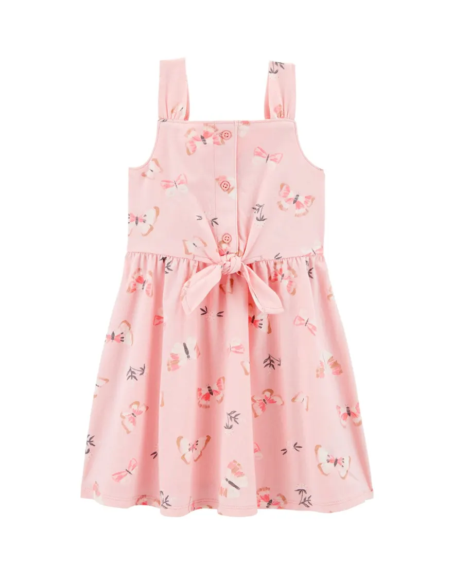 Outra vista de Vestido infantil evasê borboletas rosa